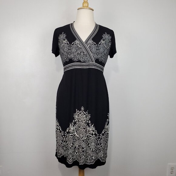 Motherhood maternity Black Off White Short Sleeve Tie Back Maternity Dress XL - Picture 10 of 10